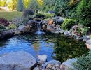 large pond with waterfall