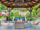 covered patio with fire feature