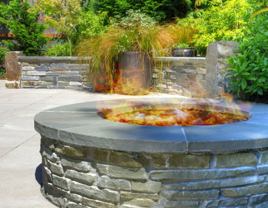 gas fire pit with seat ledge