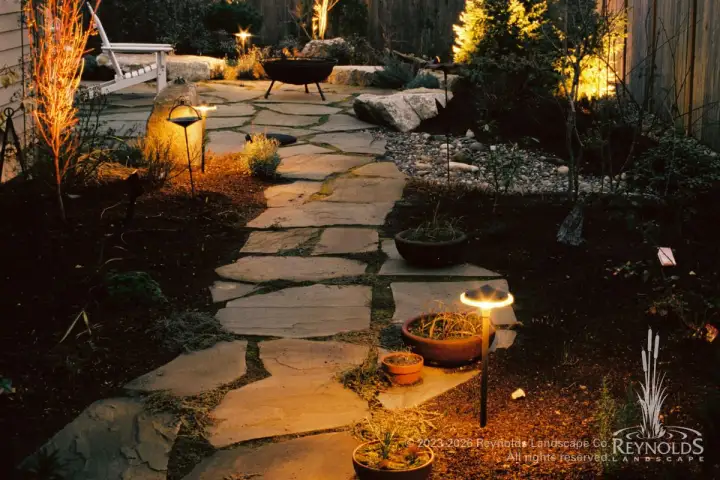 rl web portfolio walks lighted flagstone path